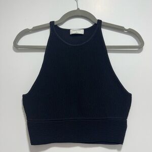 Babaton Navy Ribbed Crop Top